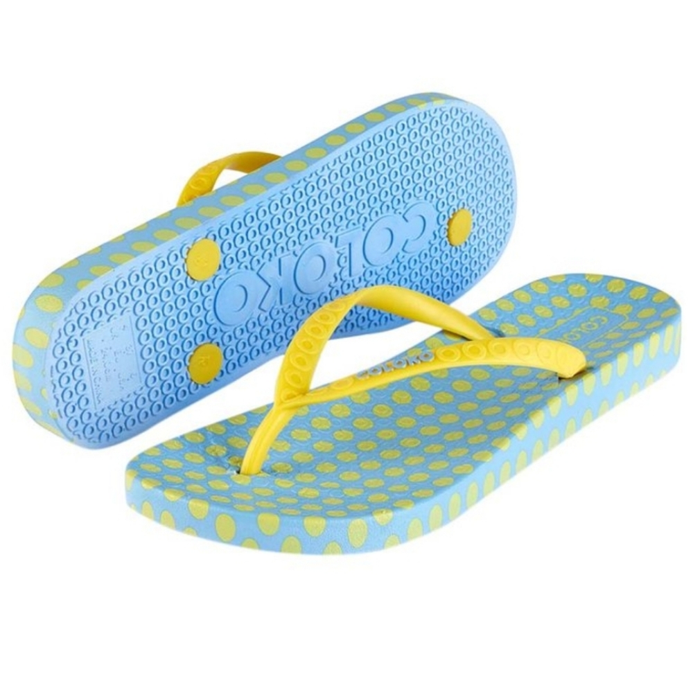 👣COLOKO 💦Blue & Yellow PolkaDot Laelia Flip …